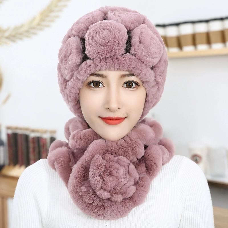 Шапка из меха кролика Рекс женская, осень-зима, среднего возраста и пожилая, утолщенная, теплая, модная, для бабушки, старой леди, свекрови, меховая шапка