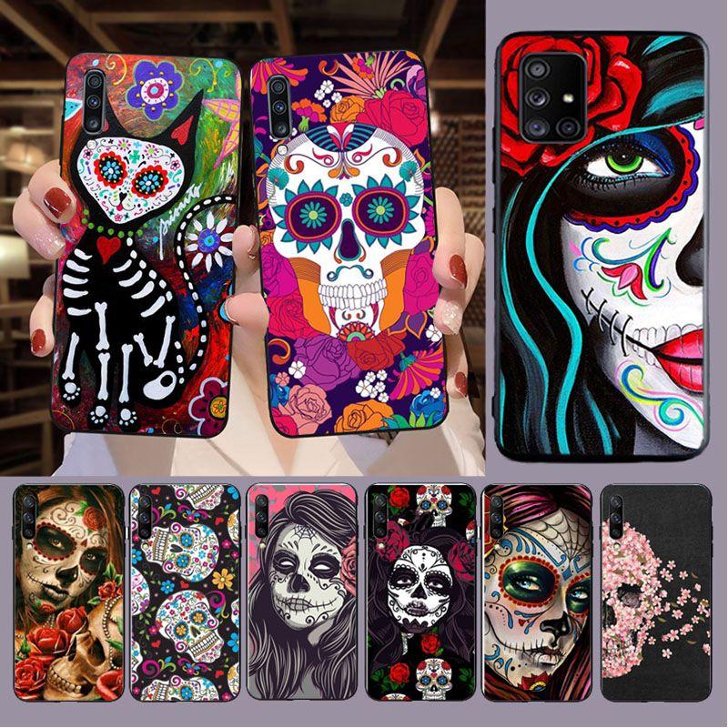 Mexican Skull Girl Tattooed Art Cover For Samsung Galaxy A13 A53 A11 A12 A32 A22 A52 A10S A41 A42 A33 A20E A30S A40 A21S Cases