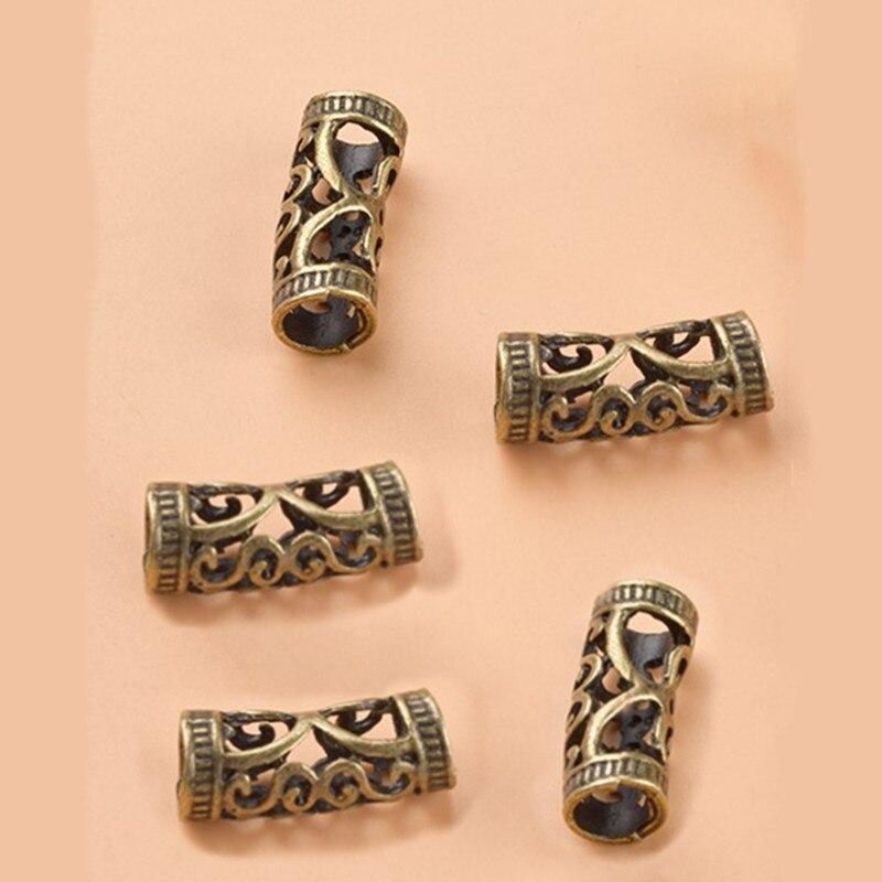 5pcs/bag Silver Metal Hair Rings Braid Dreadlocks Bead Hair Cuffs Dread Tube Charm Dreadlock for DIY Hair Accessaries