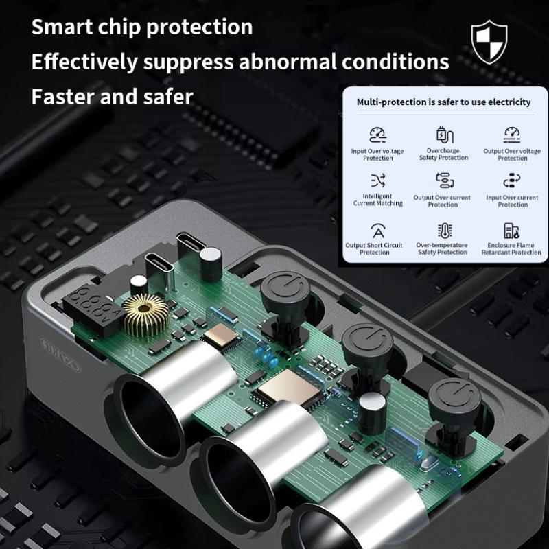 8 в 1 120 Вт автомобильное зарядное устройство для телефона адаптер прикуривателя PD 3.1A QC3.0 несколько портов быстрая зарядка USB зарядное гнездо разветвитель вилка