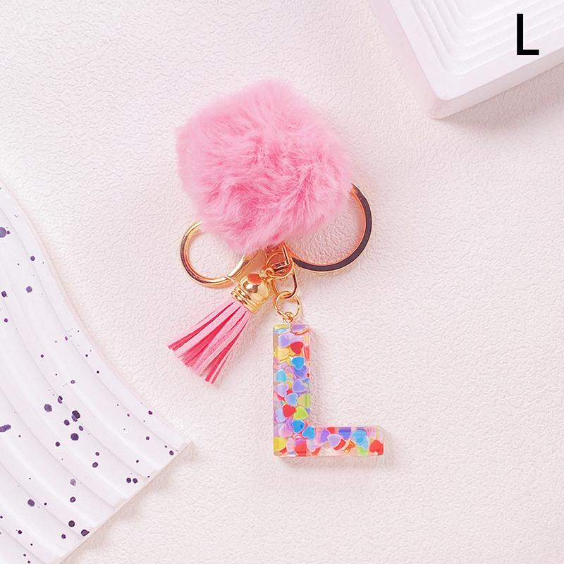 Очаровательный блестящий брелок с инициалами, сверкающий каучуковый кулон в виде алфавита с пушистой буквой, шарм для девочек, сумок, рюкзаков, аксессуаров