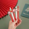 24 шт. Оригинальная рождественская ручка-перо с нашивкой Санта-Клауса и снеговика, Выдвижные ручки с тонким черным стержнем 0,5 мм, Прочный пластик, Подходит для офиса и школы