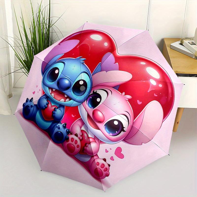 Stitch,Lilo Fully automatic themed umbrella - 8 ribs durable iron frame, tri-fold compact design, perfect as a gift, travel umbrella, unisex
