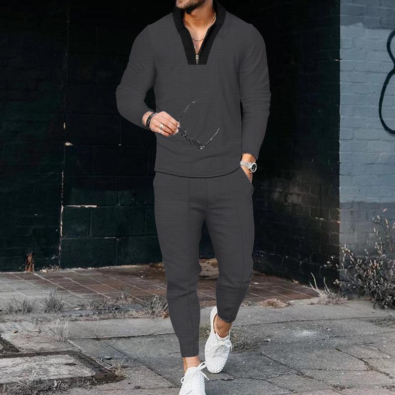 New Fashionable And Versatile Men'S Casual Suit Outdoor Sports And Fitness Cardigan Hooded Long Sleeved Pants Set