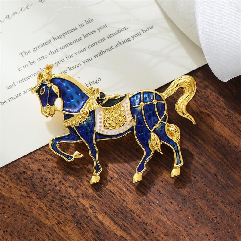 Винтажная эмалевая брошь из сплава «Скачущая боевая лошадь», зодиакальная пони, женская/мужская, модные аксессуары для одежды, лацканный значок для костюма, корсаж, подарки