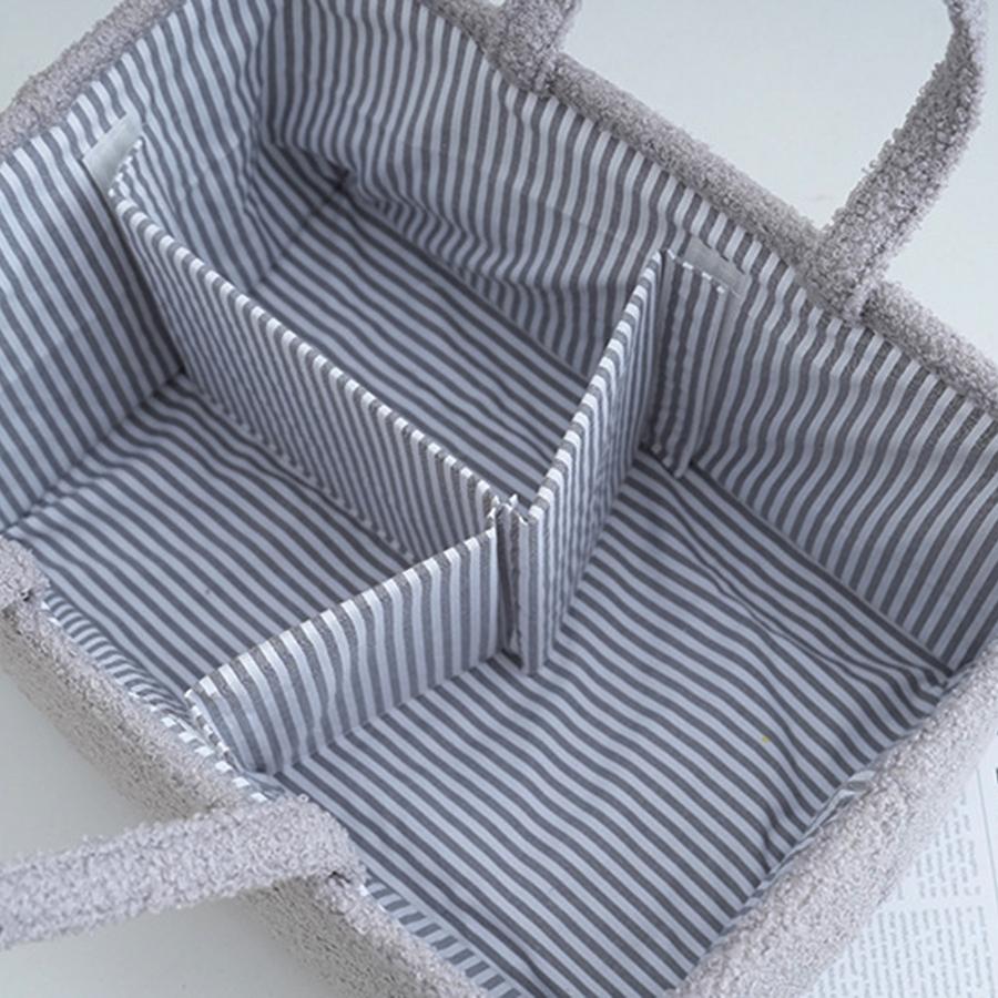 1pc Mommy Bag Teddy Fleece Diaper Bag with Handle Portable Travel Diapers Storage Bag Large Capacity Baby Item Organizer Basket