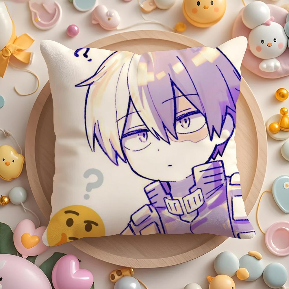Kawaii SShoto TTodoroki Chibi Cushion Cover Plush Fabric Soft DoubleSided Printed Sofa Warm Winter Home Gift Pillow Cover