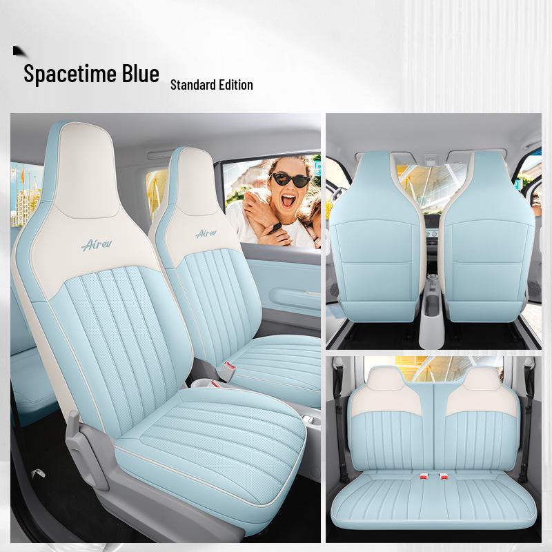 Custom-Fit Leather Car Seat Cushion for Wuling Qingkong - Cute Cartoon Design, Full Coverage for Four-Seat Models