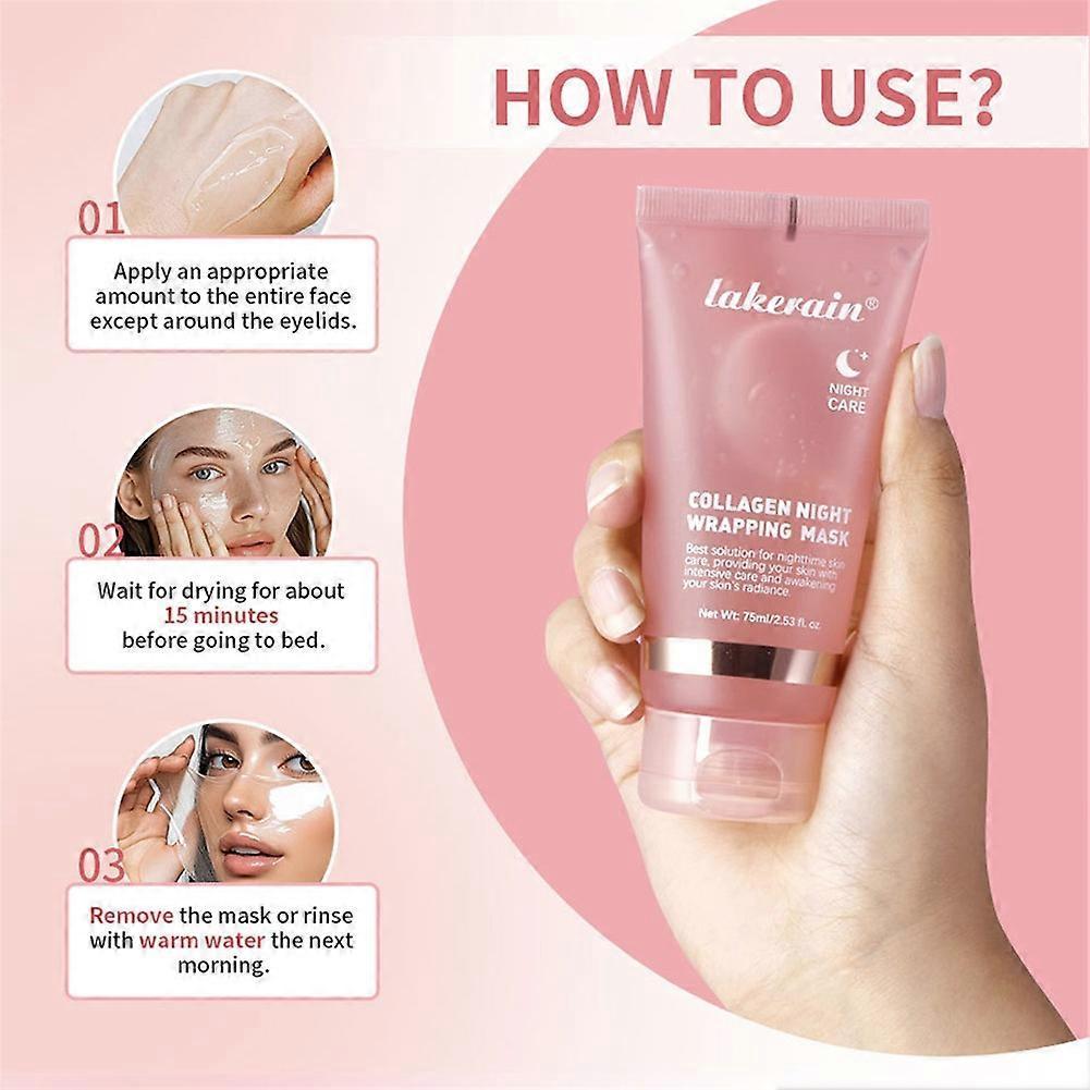 Collagen Night Wrapping Mask, Collagen-Boosts Skin Barrier Hydration & Glow & Firmer Skin, Collagen Peel Off Face Mask