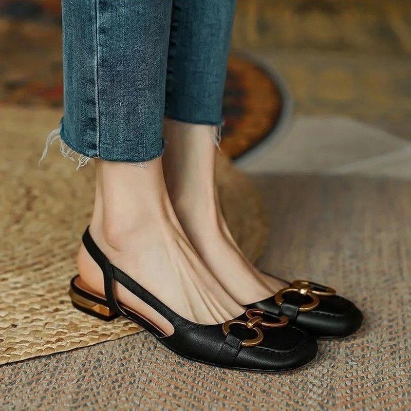 Мода 2024 года, новые летние элегантные офисные туфли для женщин, повседневная обувь, сандалии на квадратном каблуке, женские сандалии на плоской подошве, винтажные сандалии