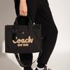 Coach Сумка-тоут через плечо с логотипом Cargo 34 на молнии, из холста и атласа, большая, женская, черная CP158-LHBLK