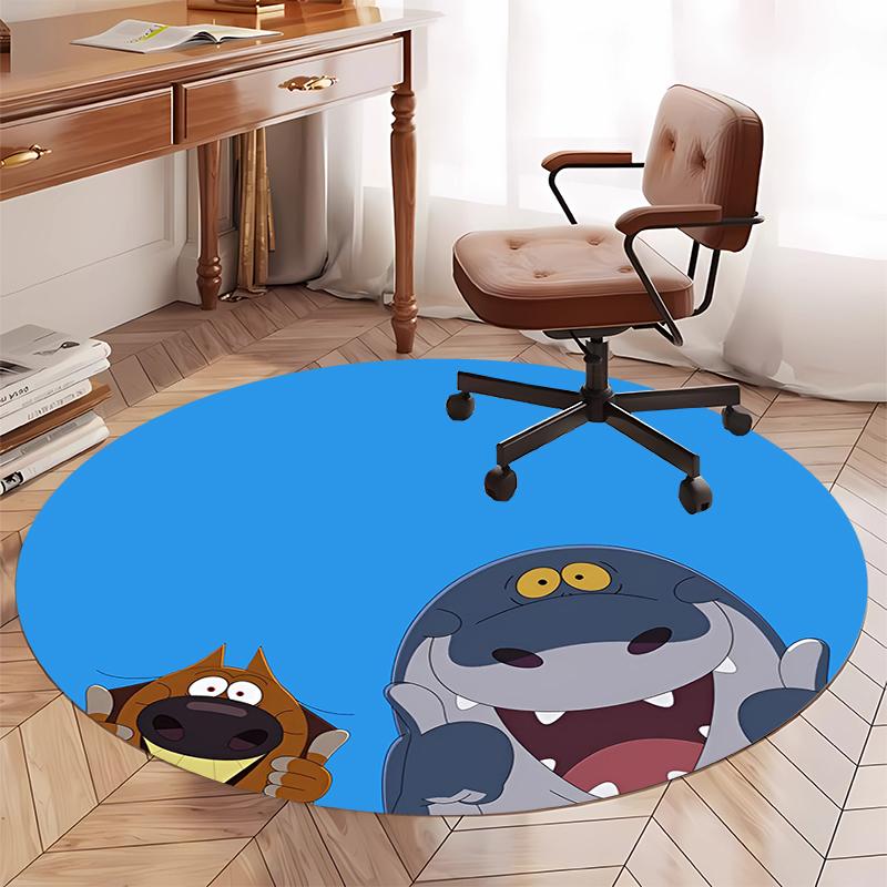 Zig & Sharko Printed Round Rug Carpet Chair Rug Area Rug Entryway Doormats,for Office Chair Living Room Bedroom Kitchen Room.