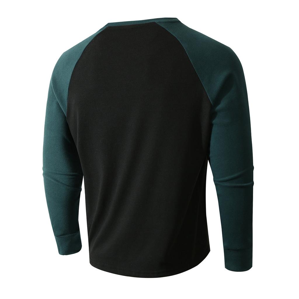 Men'S Fashionable Lapel Color Blocking Shirt Casual Long Sleeve Top