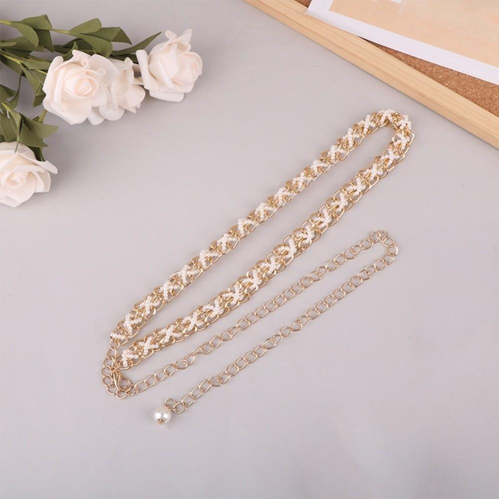 Elastic Buckle Pearl Waist Chain Pearl Decoration Pearl Belt Accessory Dress Accessories
