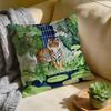 Cushion Cover Washed Linen Soft Breathable Decorative Case for Sofa Home Pillow cover Cheetah Llama Leopard Jungle