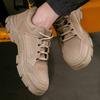 Oulylan Male Non Skid Safety Shoes Puncture-proof Lace Up Work Boots Steel Toe Anti-smash Sneakers Male Cowhide Labor Footwear