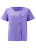 Women's Fashion Black Line Lady Print Casual Cotton Linen Short Sleeve Round Neck T-shirt Shirt Leisure Loose Summer Blouse Tops