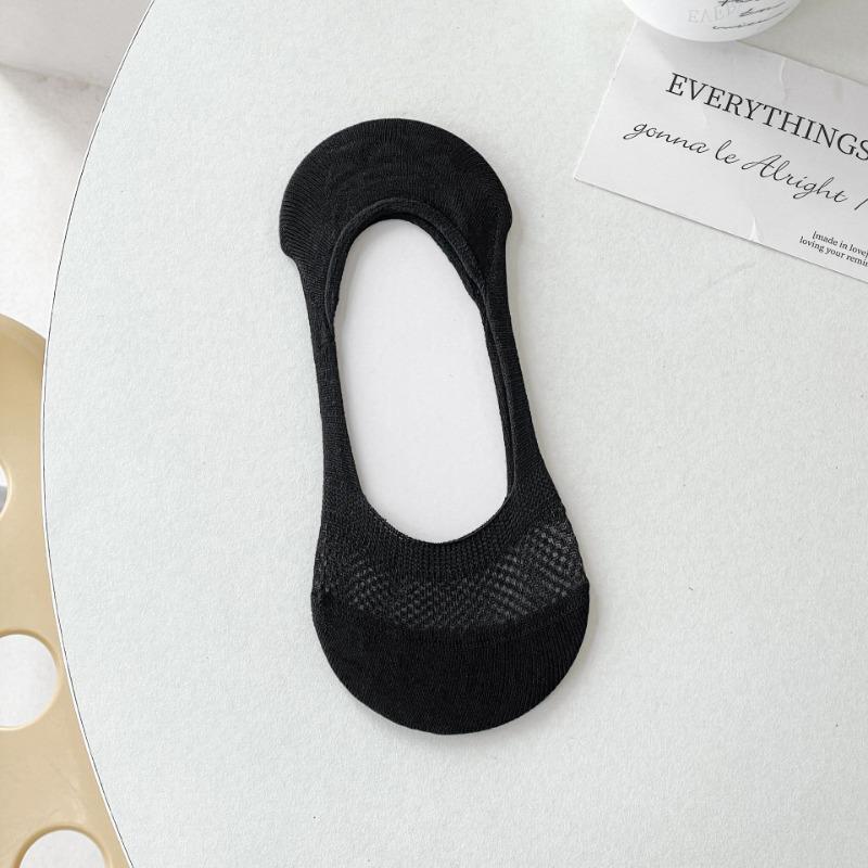 Женские летние тонкие однотонные сетчатые силиконовые нескользящие носки-подследники с невидимым бесшовным задником