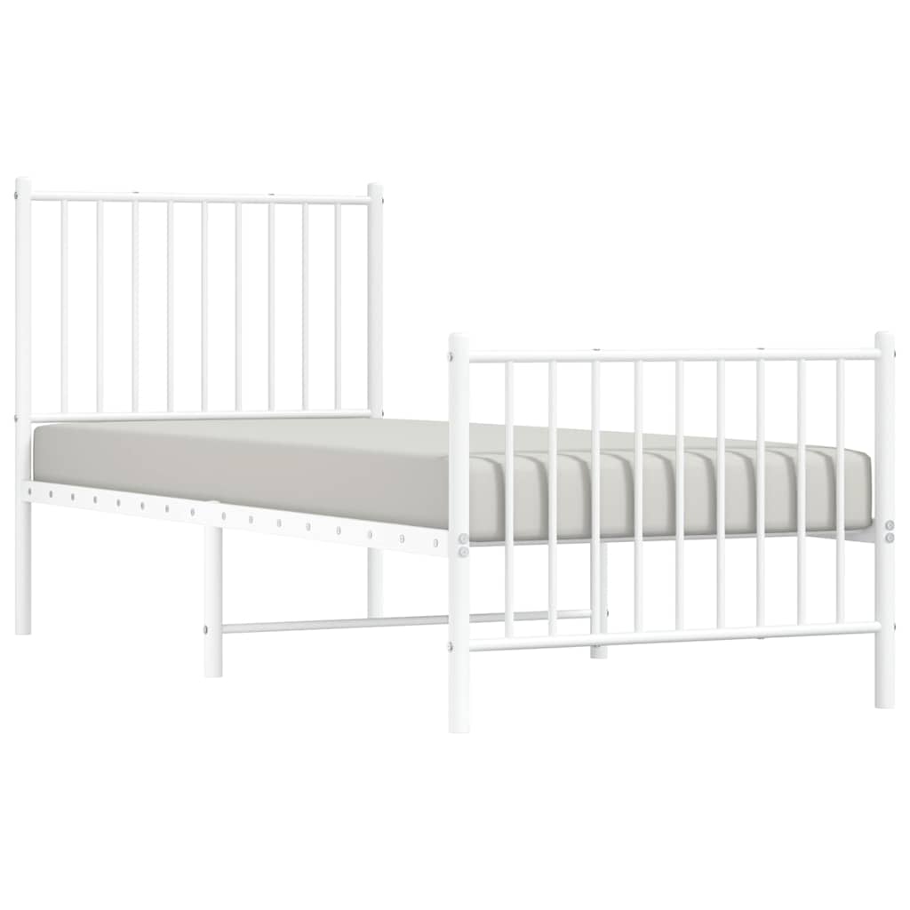 Metal Bed Frame with Headboard and Footboard White 80 x 200 cm