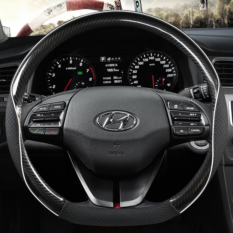 Автомобильный чехол на руль D-образной формы для Hyundai Sonata 9 2015 2016 2017 (3-спицевый) Элантра 4 Спорт 2015 - Авто