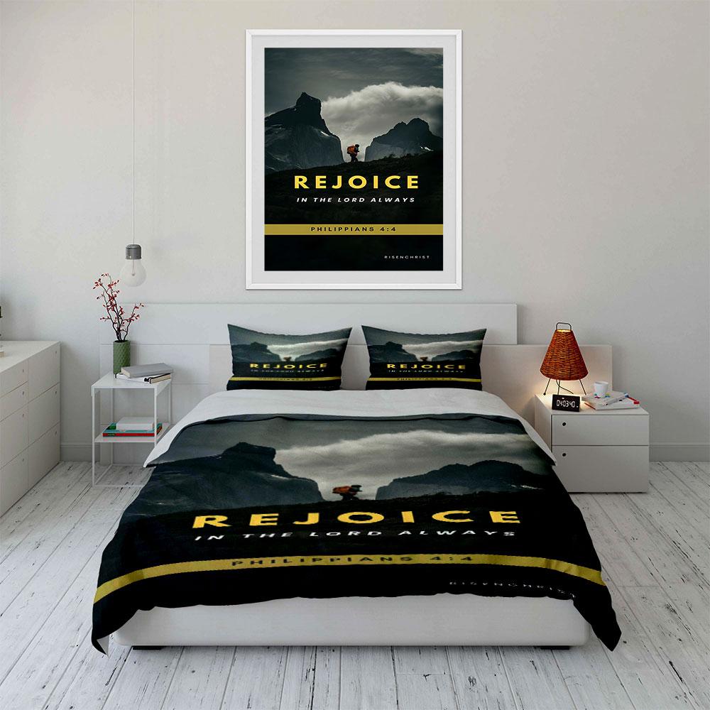 Mountain landscape, scripture text Bedding sets Duvet cover sets Duvet covers Pillowcases(1 * Duvet Cover 2 * Pillowcases without duvet insert)