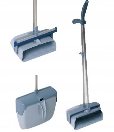 Lobby dustpan with lock on the rod