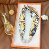 Silk Scarf Women's Spring, Autumn and Summer New Fashion Neck Protection Decoration Long Necklace Type Magnetic Buckle Scarf Small Scarf