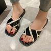 Женские тапочки на плоской подошве, повседневные сандалии с открытой пяткой, весна-лето, новая трендовая пляжная обувь, женские шлепанцы с квадратным носком, женские шлепанцы