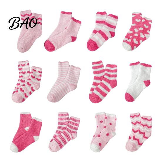 Non Slip Bedtime Socks 1 Pair Women Fuzzy for Valentine's Day, Warm Fluffy Coral Fleece Winter Slipper Socks, Fall Thick Sleeping Gift Holiday House