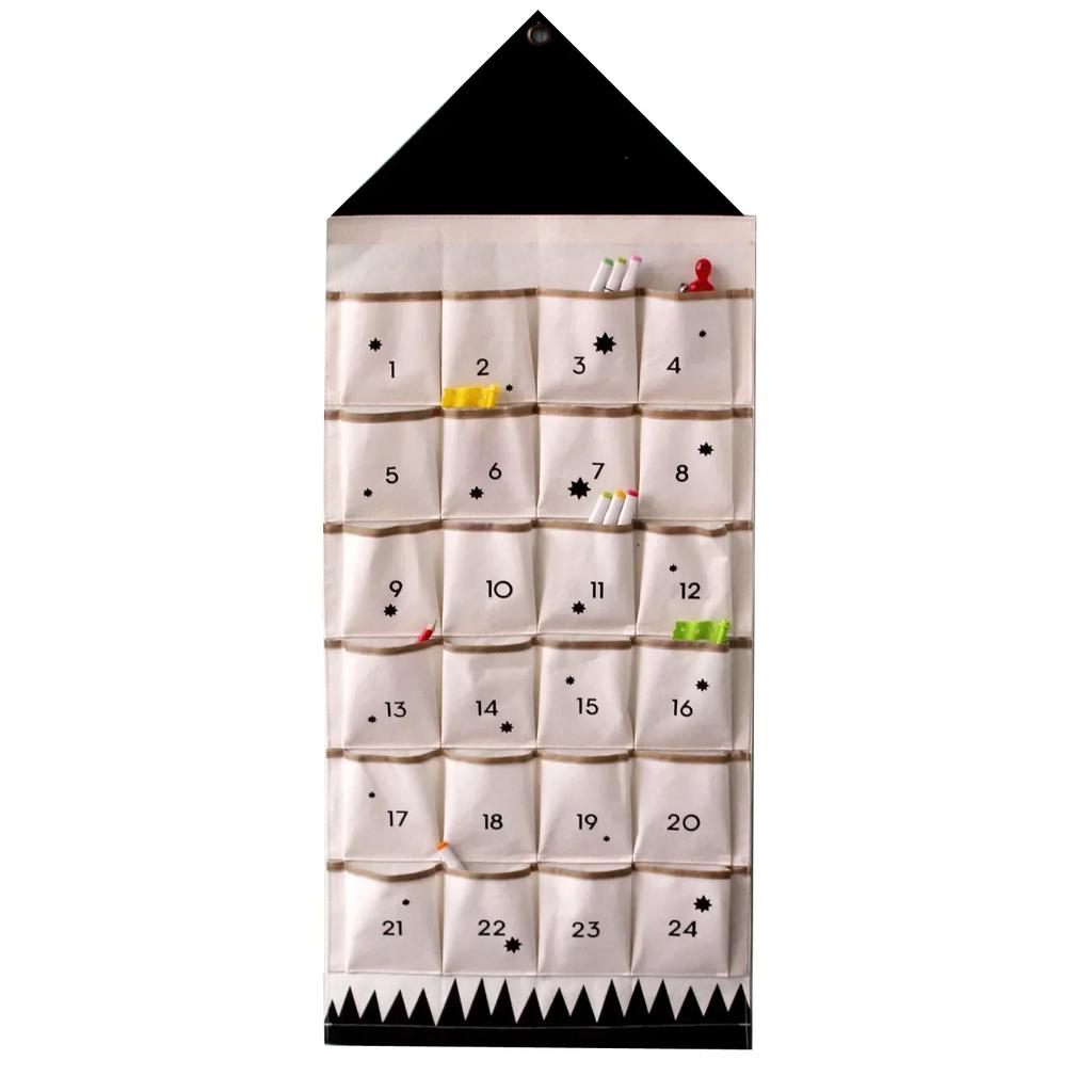 Christmas Advent Calendar with 24 Pockets Reusable Fabric Wall Hanging Bag Christmas Decorations