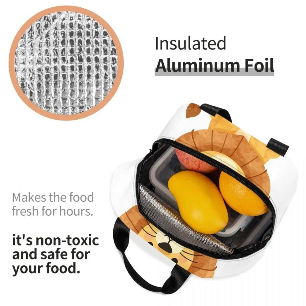 Cute Lion Cartoon Insulated Lunch Bag for Women Kids Portable Food Boxes Thermal Lunch Box Tote