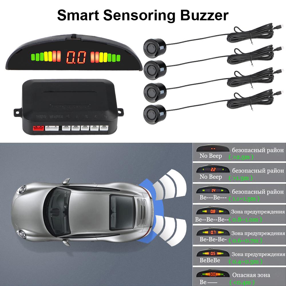 Комплект датчиков парковки автомобиля, 4 датчика, зуммер, ЖК-дисплей, монитор расстояния 2,5 м, радар заднего хода, автомобильные аксессуары, система определения расстояния для автомобиля