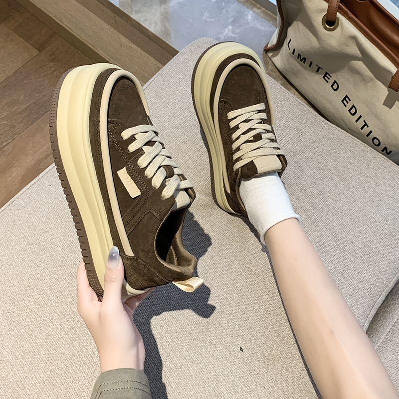 Туфли на платформе белые женские ретро осенние новые повседневные туфли Ins All-Matching Muffin Sneakers