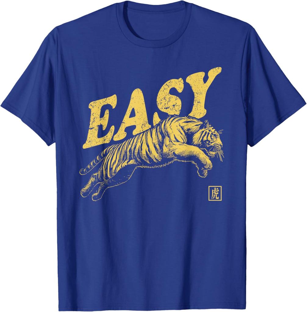 Мужская повседневная хлопковая футболка с графическим принтом Easy Tiger, ретро-стиль с эффектом потертости