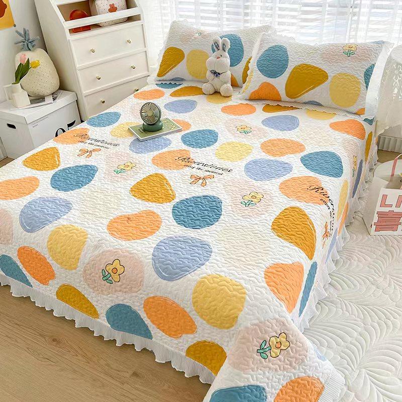 Новый комплект из трех предметов с жемчужным хлопковым покрывалом Fairy с стиркой в ​​пресной воде и хлопковым кружевным покрывалом