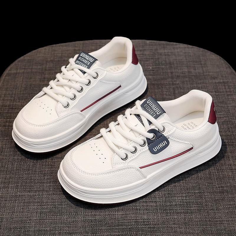 2025 New Thick-soled Little White Shoes Women's Spring Flat-soled Fashion Versatile Explosion Showing Feet Small Casual Sports Board Shoes