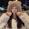 Женская шапка для холодной погоды Женская плюшевая шапка Мягкая пушистая женская плюшевая шапка с милыми медвежьими ушками Ветрозащитная теплая для осени зимы