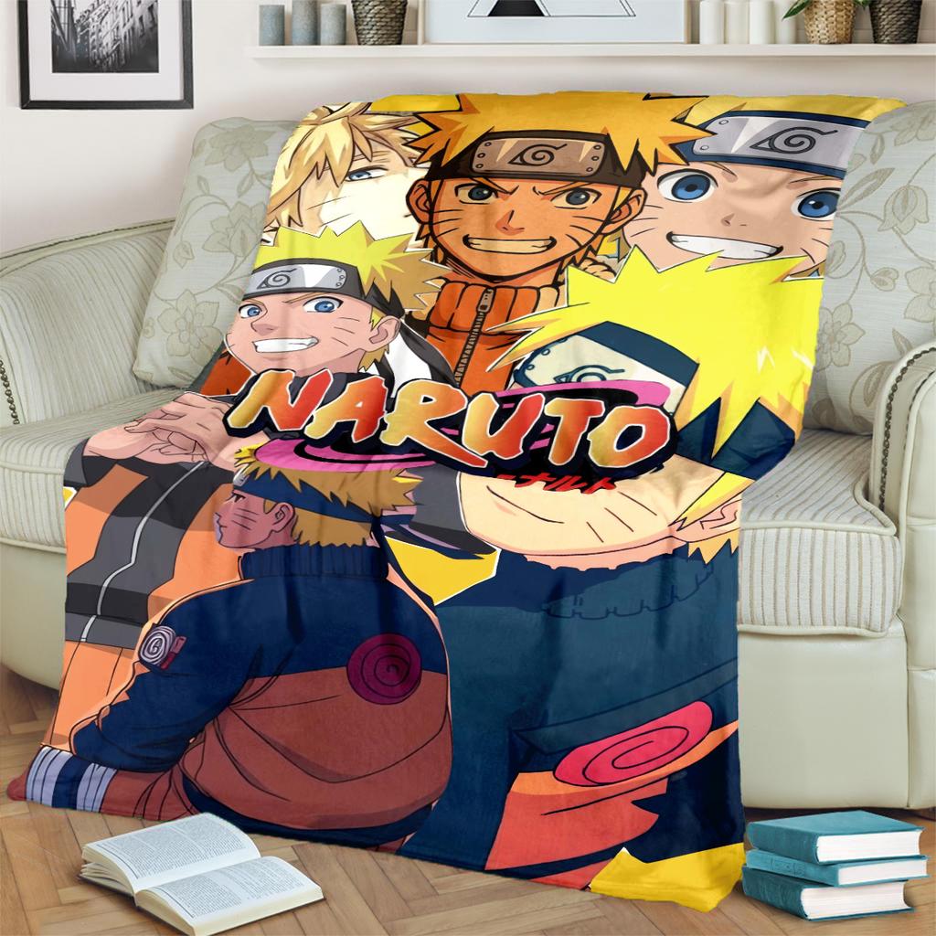 Anime-Naruto Print Blanket Warm Comfortable Flannel Blanket for Bedrooms, Sofas, Beds, Chairs, Picnics, Travel -LXR47