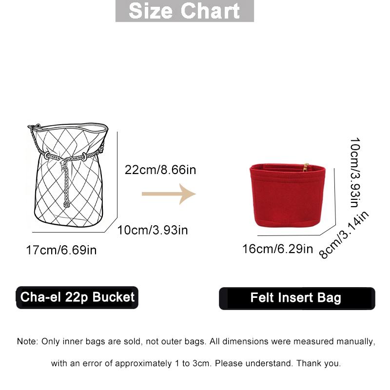 EverToner Soft Felt Liner Insert for Cha-el 22p Bucket Bag Structures the Bag Organizes Belongings Protection