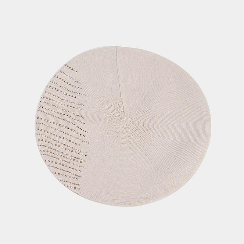 Autumn Winter Ladies Beret Cap With Knit Fabric And Sparkling Details For Stylish Wear