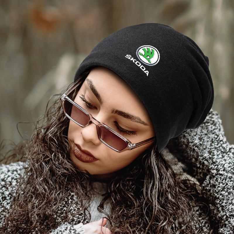 For Skoda S Kodiaq Octavia 2 3 Yeti Karoq Rapid Fabia TY24 VII A5 Car Logo Hat Thin Hat Autumn Spring Warm Cap Design Beanies Caps