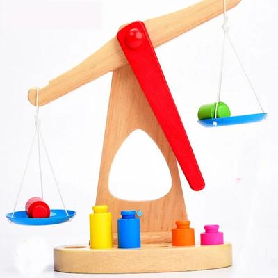 Деревянная игрушка-баланс, деревянная игрушка-весы, обучающие математике, весы, детские образовательные инструменты с 6 гирями