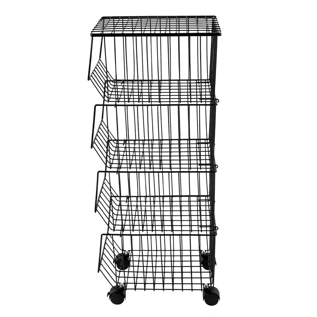 4-Layer Kitchen Storage Room Trolley Storage Basket Kitchen Trolley Basket Floor Rack Fruit Vegetable Storage Movable Rack