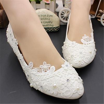 Новое поступление свадебных и подружек невесты на низком каблуке для женщин - Белый