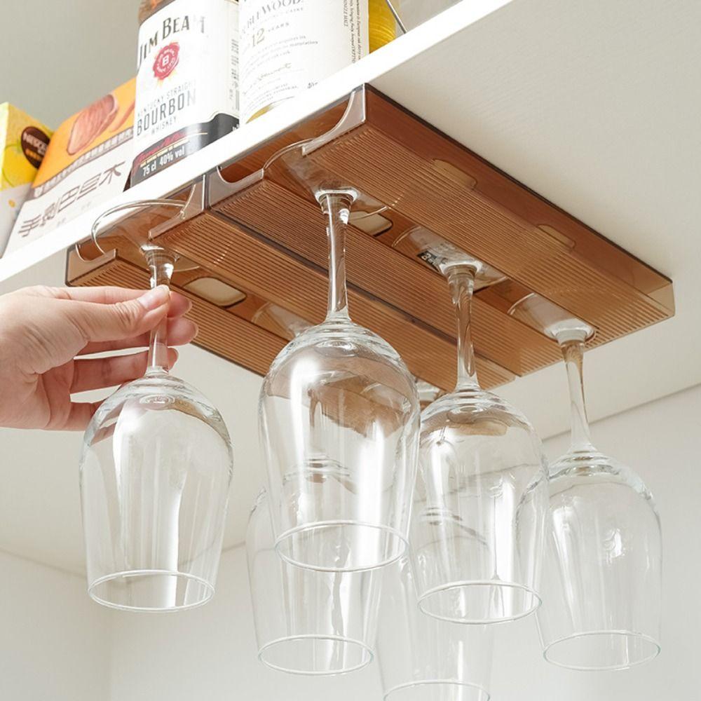 Clear Stemware Organizer Upside-down Rack Glassware Storage Stand Hanging Cup Holder  Dining Room