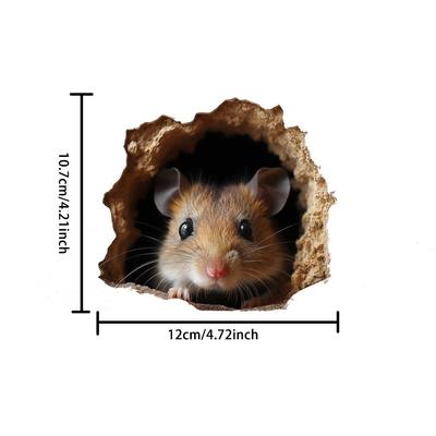 3D Наклейка на стену в виде мышиной норы, самоклеящаяся, симпатичная и милая наклейка-плакат с изображением животных, разрушающих стену