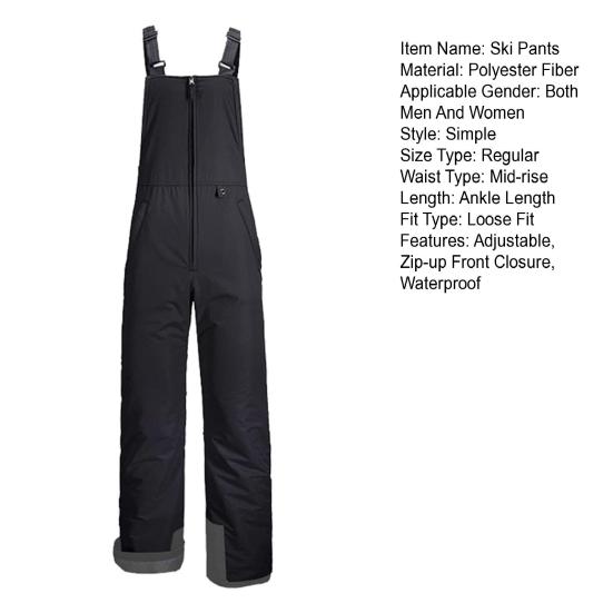 Утепленные лыжные брюки унисекс Водонепроницаемый лыжный полукомбинезон с застежкой-молнией спереди Ветрозащитные зимние брюки для сноуборда для мужчин и женщин