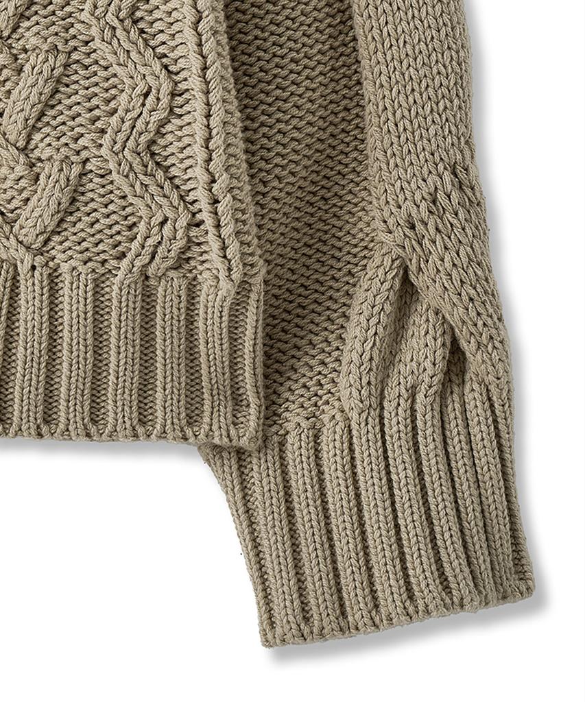 NOIRER Heavy Multi-Cable Oversized Sweater (Beige)