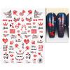 2Pcs Nail Art Sticker Non-Fading Easy Paste Self-Adhesive Non-falling DIY Valentines Day Red Heart Pattern Manicure Decal Nail Salon Supply