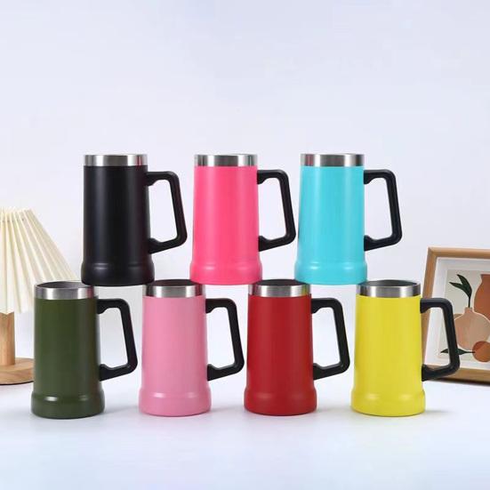 700 мл пивная кружка с двойной изоляцией из нержавеющей стали, кофейная кружка, термостакан для горячих холодных напитков, большая ручка, небьющаяся чашка для питья для приключений